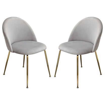Lilly Set of (2) Dining Chairs in Grey Velvet w/ Brushed Gold Metal Legs by Diamond Sofa