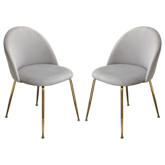 Lilly Set of (2) Dining Chairs in Grey Velvet w/ Brushed Gold Metal Legs by Diamond Sofa