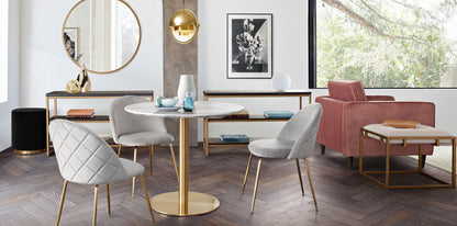 Lilly Set of (2) Dining Chairs in Grey Velvet w/ Brushed Gold Metal Legs by Diamond Sofa