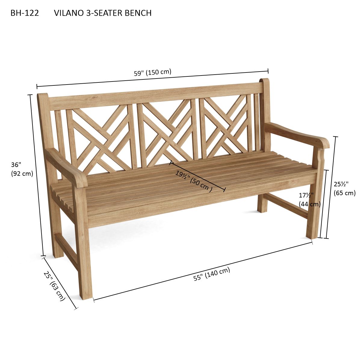 Anderson Teak Vilano 3-Seater Bench