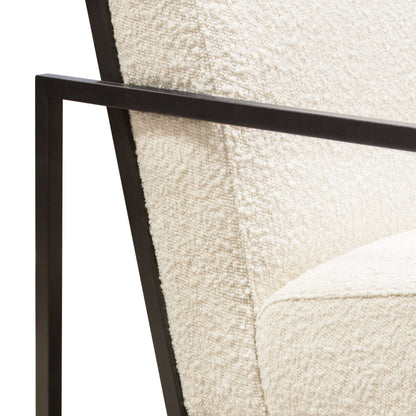 Luxe Accent Chair in Bone Boucle Textured Fabric with Black Powder Coat Frame by Diamond Sofa