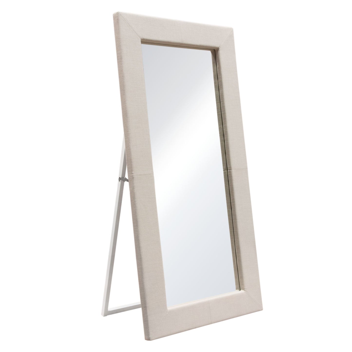 Luxe Free-Standing Mirror w/ Locking Easel Mechanism in Sand Linen Fabric by Diamond Sofa