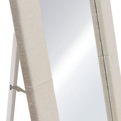 Luxe Free-Standing Mirror w/ Locking Easel Mechanism in Sand Linen Fabric by Diamond Sofa