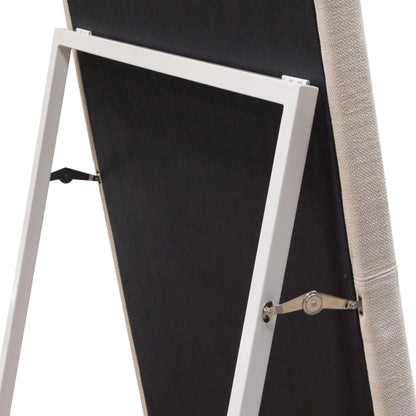 Luxe Free-Standing Mirror w/ Locking Easel Mechanism in Sand Linen Fabric by Diamond Sofa