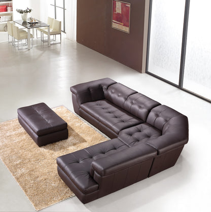 J&M Furniture 397 Italian Leather Sectional Chocolate Color in Right Hand Facing