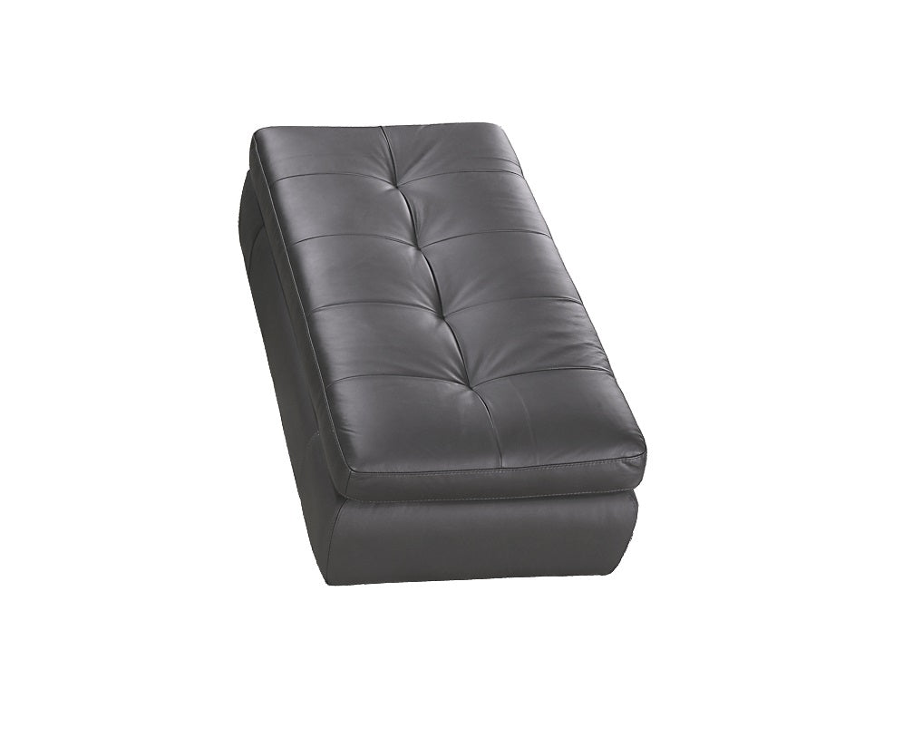 J&M Furniture 397 Italian Leather Ottoman in Grey Color
