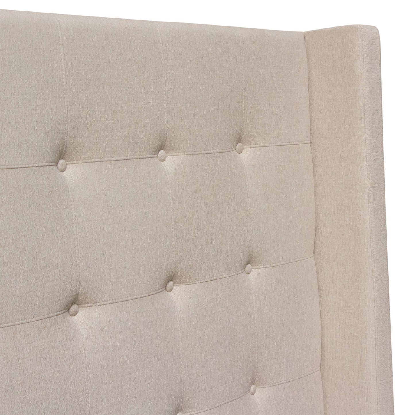Madison Ave Tufted Wing Queen Bed in Sand Button Tufted Fabric by Diamond Sofa