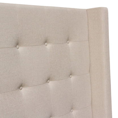 Madison Ave Tufted Wing Queen Bed in Sand Button Tufted Fabric by Diamond Sofa
