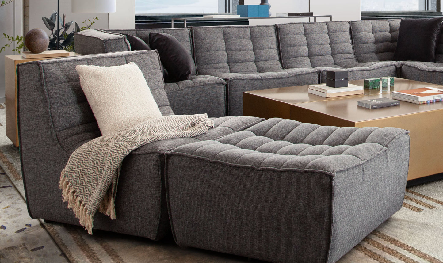 Marshall Scooped Seat Ottoman in Grey Fabric by Diamond Sofa