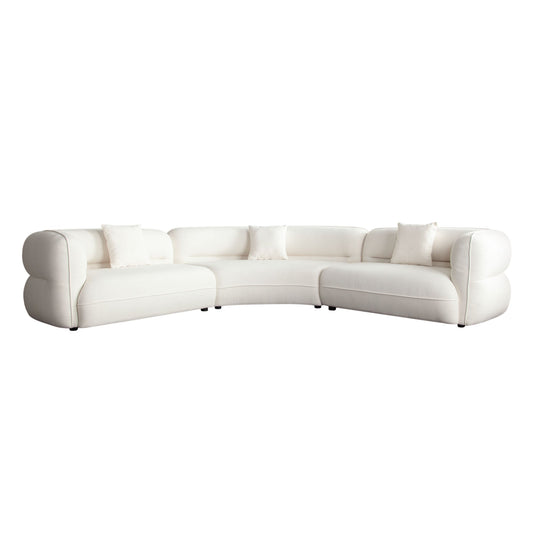 Micah 3PC Sectional in Elite Ivory Polyester Fabric by Diamond Sofa