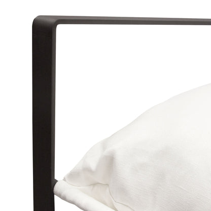Miller Sling Accent Chair in White Linen Fabric w/ Black Powder Coated Metal Frame by Diamond Sofa