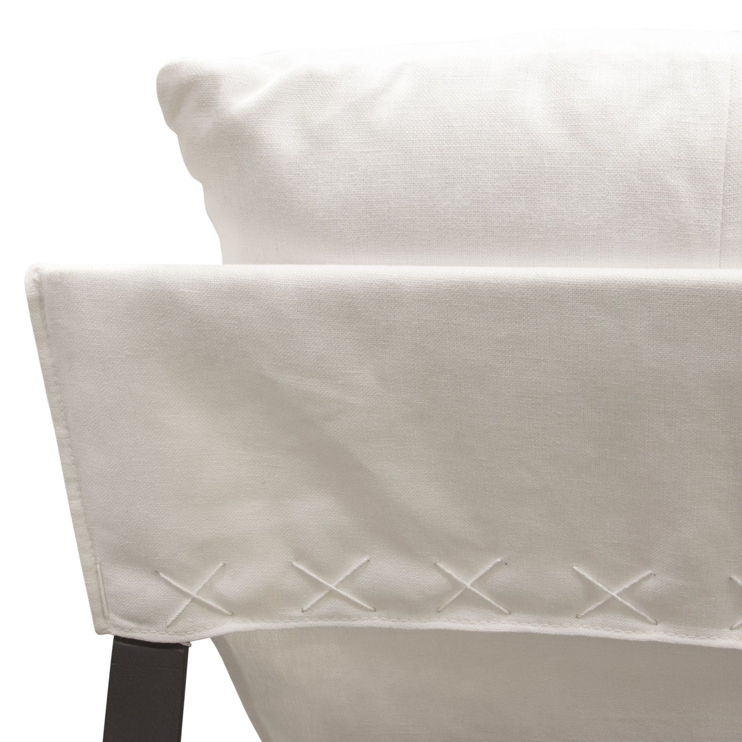 Miller Sling Accent Chair in White Linen Fabric w/ Black Powder Coated Metal Frame by Diamond Sofa