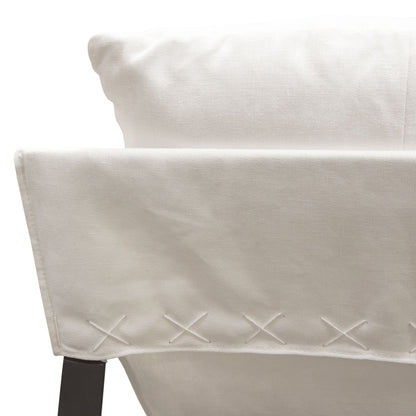 Miller Sling Accent Chair in White Linen Fabric w/ Black Powder Coated Metal Frame by Diamond Sofa