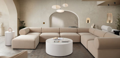 Montage Round End Table in Ivory Faux Cement Finish by Diamond Sofa