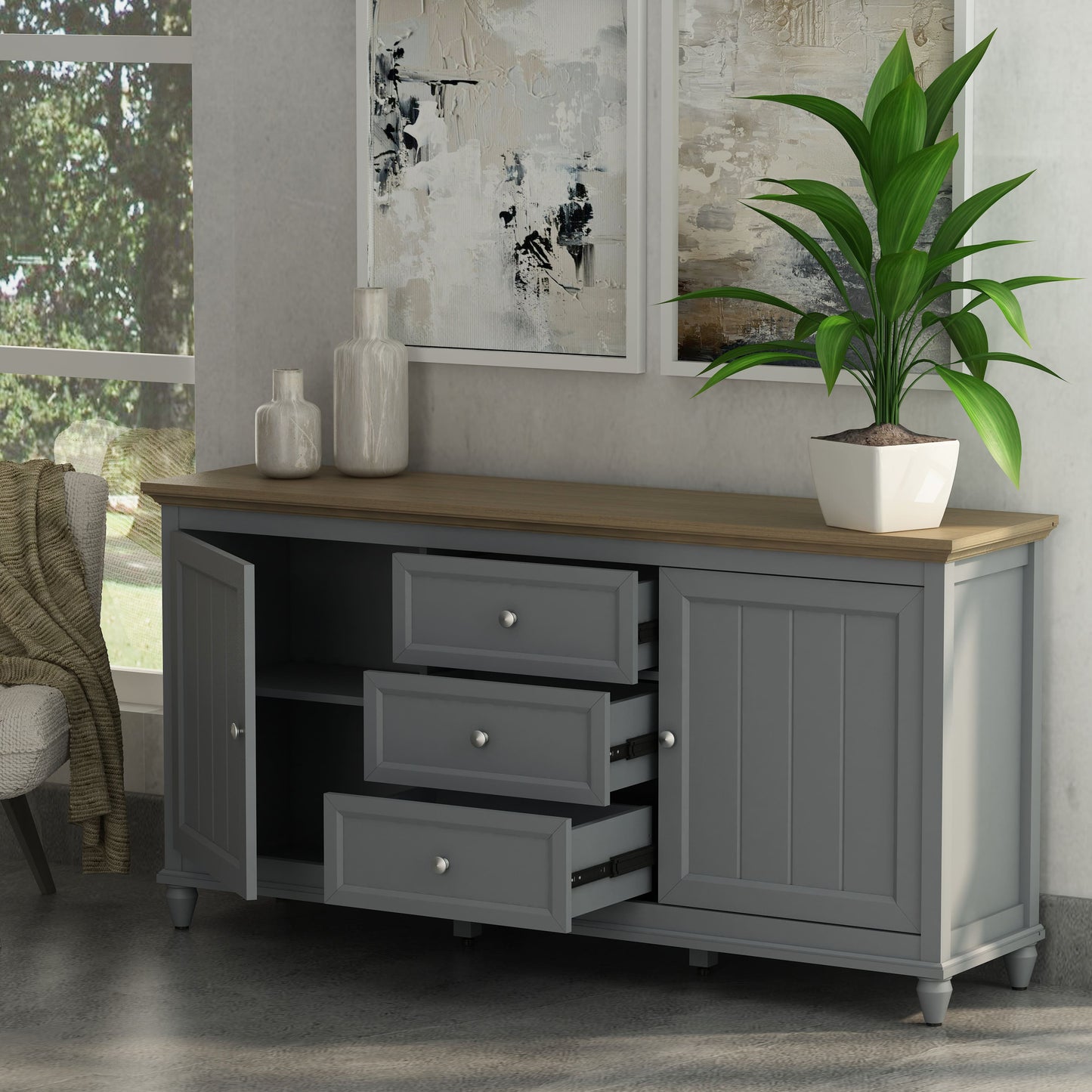 Anderson Teak Chenon Sideboard - Grey & Brown