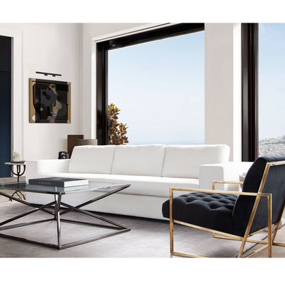 Muse Sofa in Mist White Performance Fabric w/ (4) Black Accent Pillows by Diamond Sofa