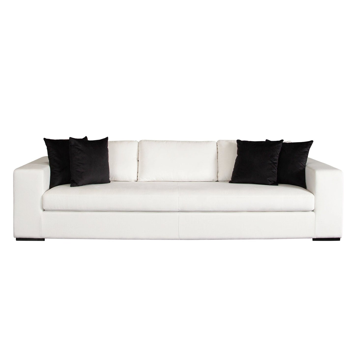 Muse Sofa in Mist White Performance Fabric w/ (4) Black Accent Pillows by Diamond Sofa