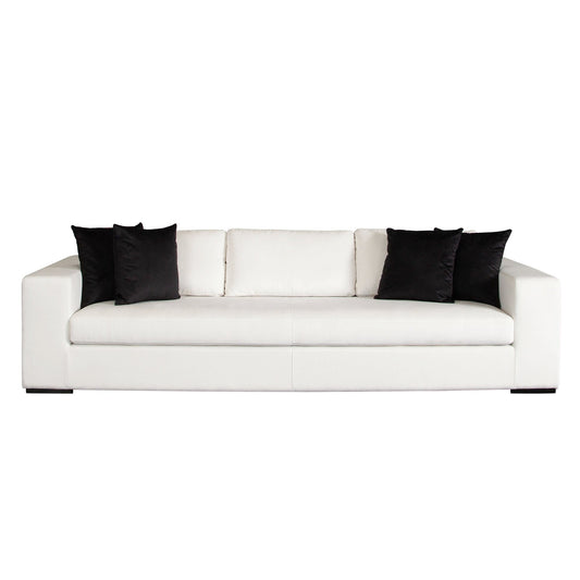 Muse Sofa in Mist White Performance Fabric w/ (4) Black Accent Pillows by Diamond Sofa