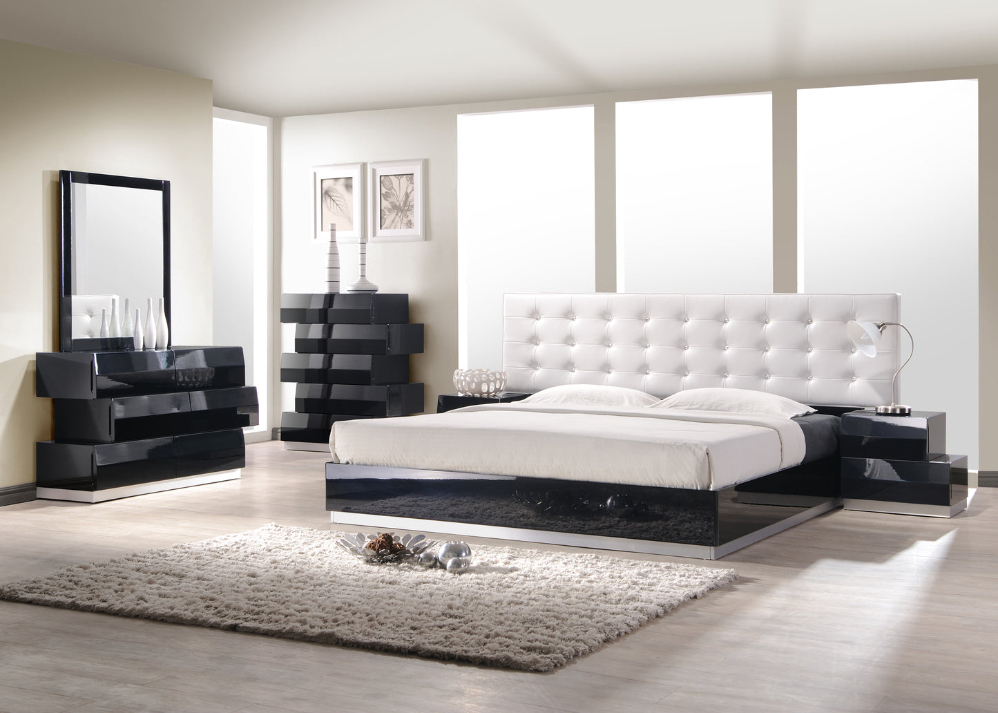 J&M Furniture Milan Dresser & Mirror in Black