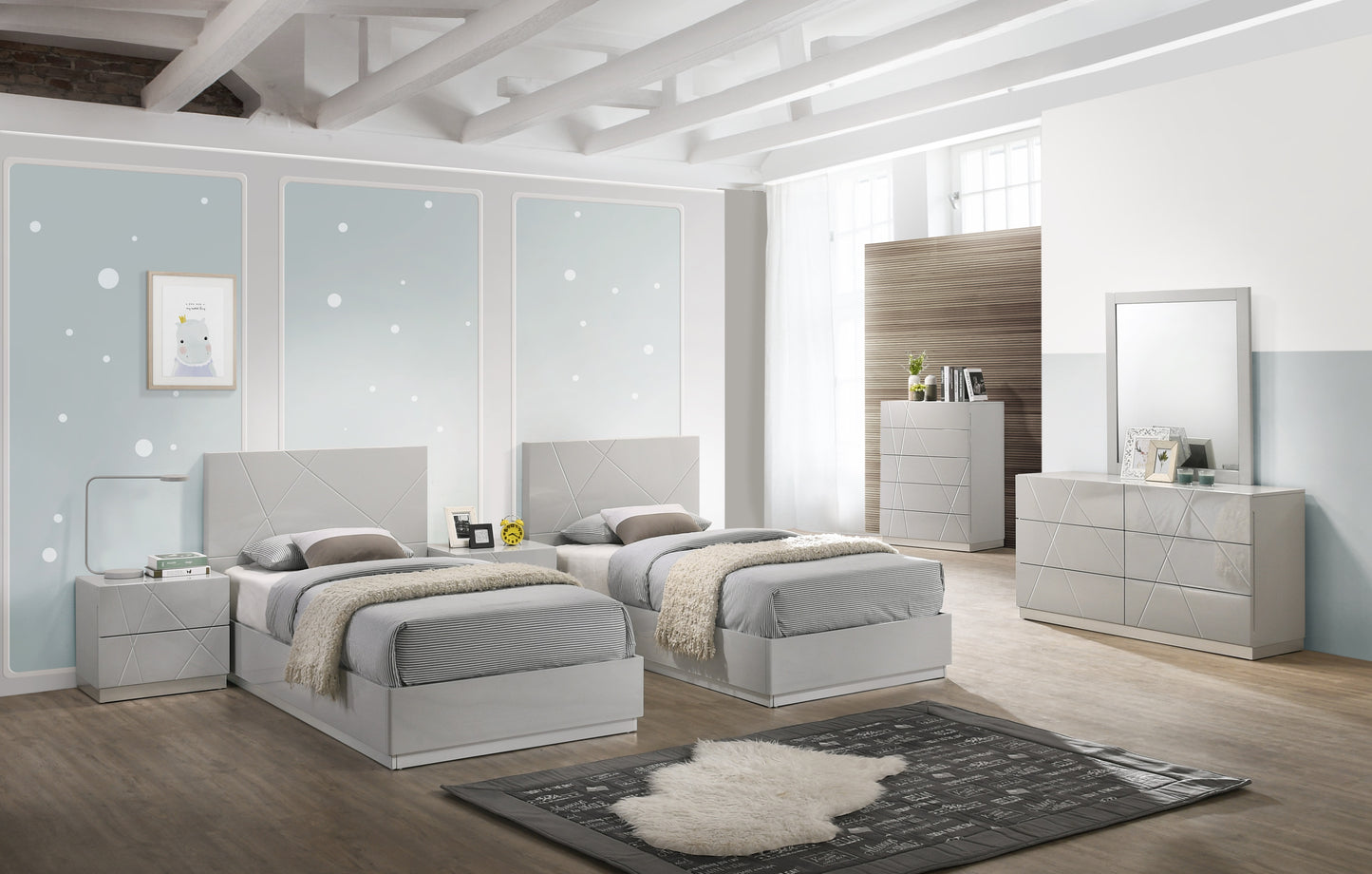 J&M Furniture Naples Grey T Bed