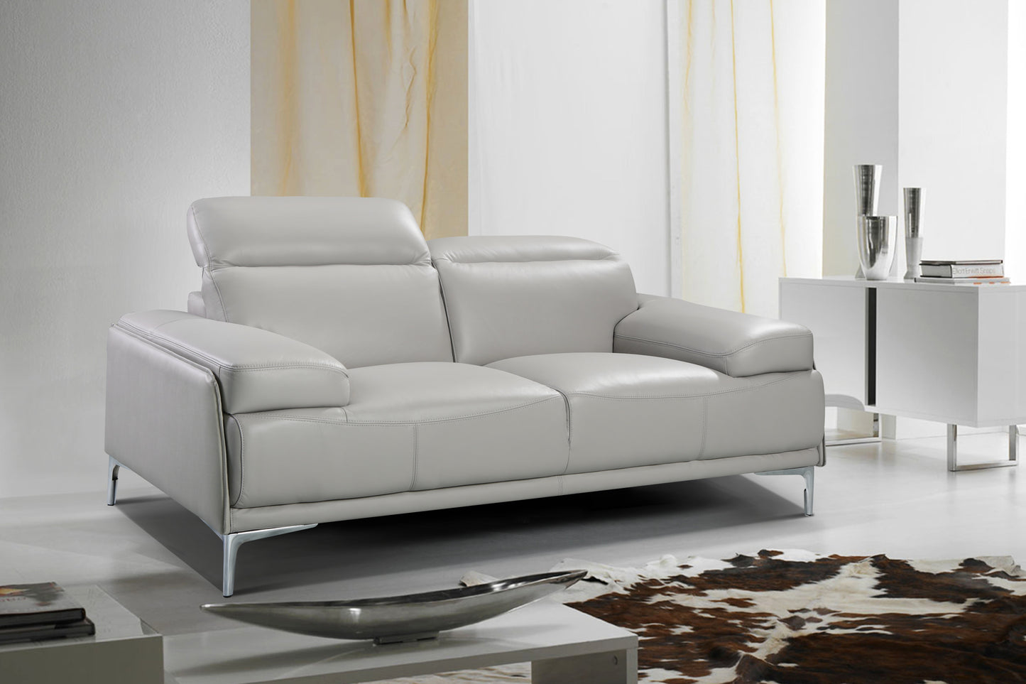 J&M Furniture Nicolo Love Seat in Light Grey