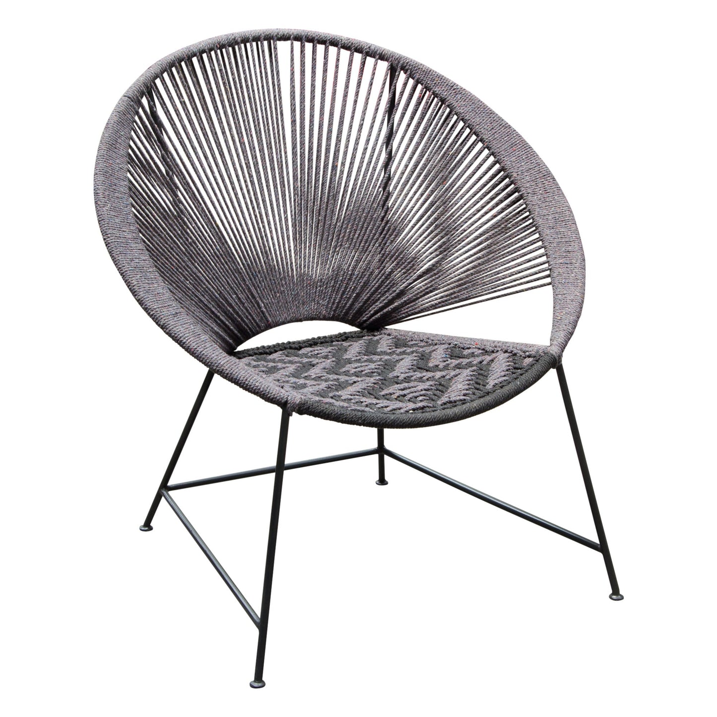 Pablo 2-Pack Accent Chairs in Black/Grey Rope w/ Black Metal Frame by Diamond Sofa