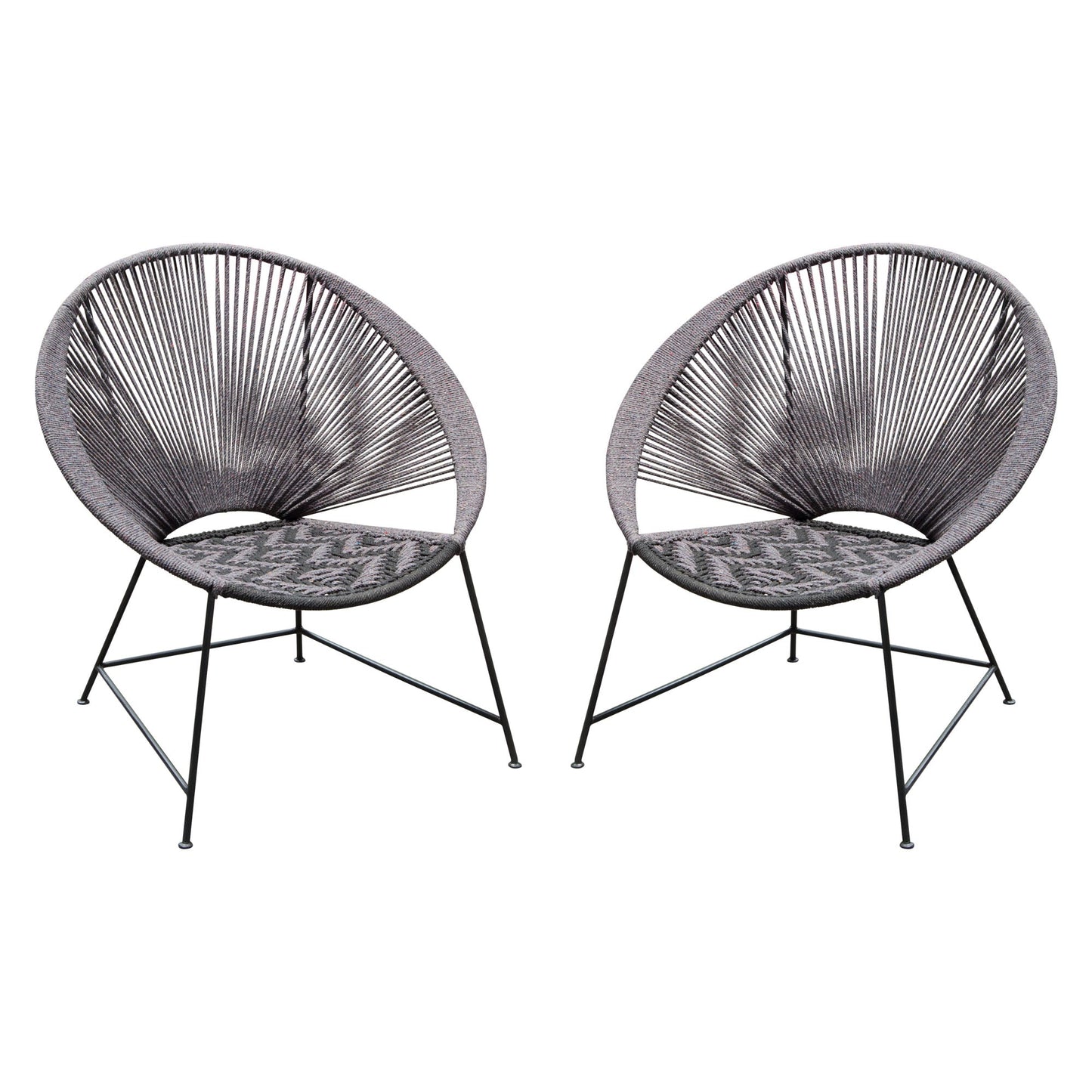 Pablo 2-Pack Accent Chairs in Black/Grey Rope w/ Black Metal Frame by Diamond Sofa