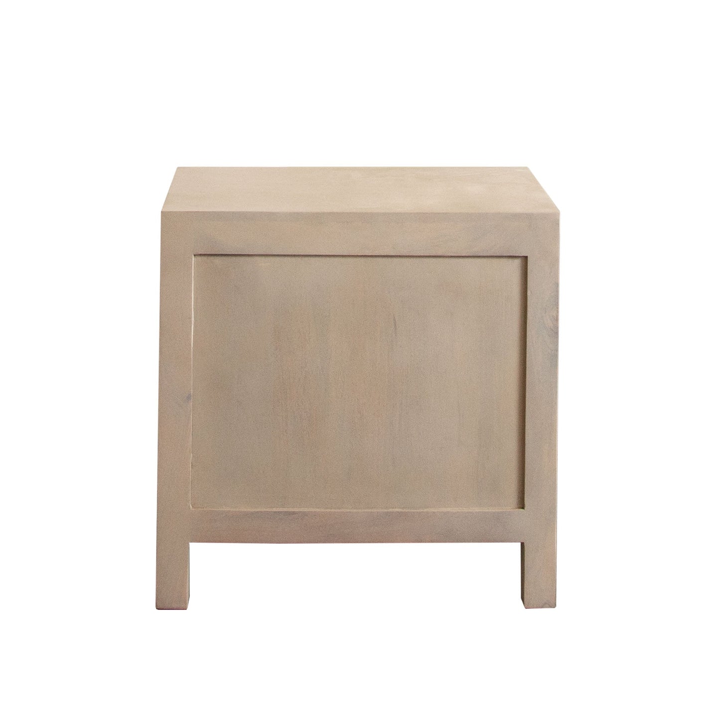 Palm Solid Mango Wood 2-Door, 1-Drawer End Table in Natural Finish w/ Woven Rope Door Fronts by Diamond Sofa