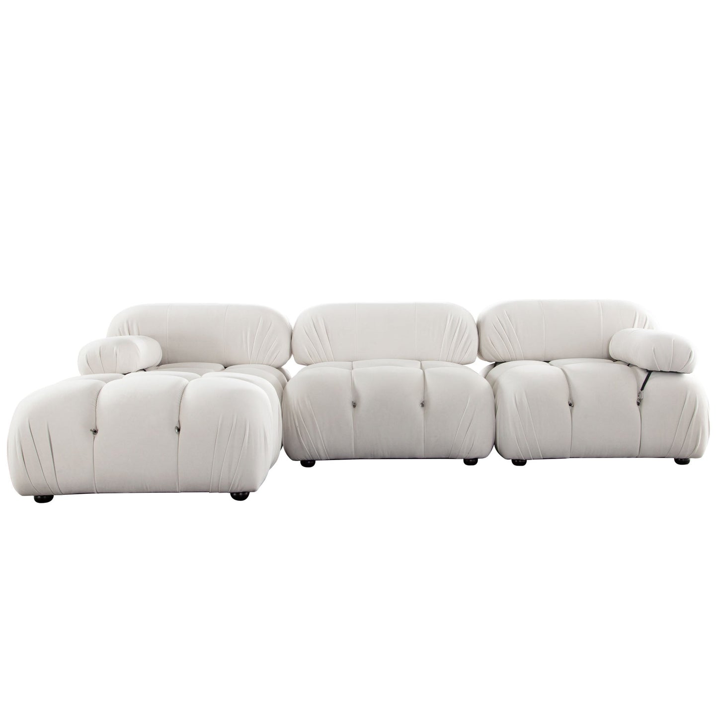 Paloma 4PC Modular 111 Inch Reversible Chaise Sectional in Light Cream Velvet by Diamond Sofa