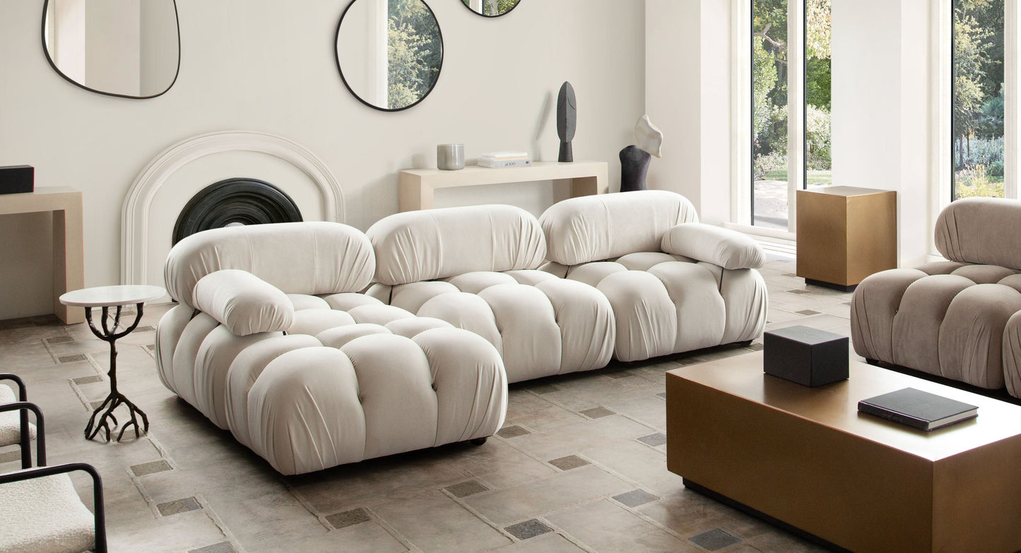 Paloma 4PC Modular 111 Inch Reversible Chaise Sectional in Light Cream Velvet by Diamond Sofa