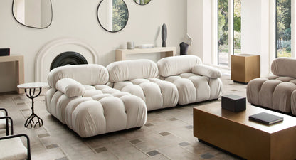 Paloma 4PC Modular 111 Inch Reversible Chaise Sectional in Light Cream Velvet by Diamond Sofa
