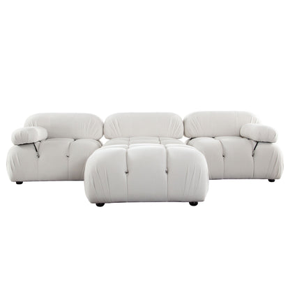 Paloma 4PC Modular 111 Inch Reversible Chaise Sectional in Light Cream Velvet by Diamond Sofa