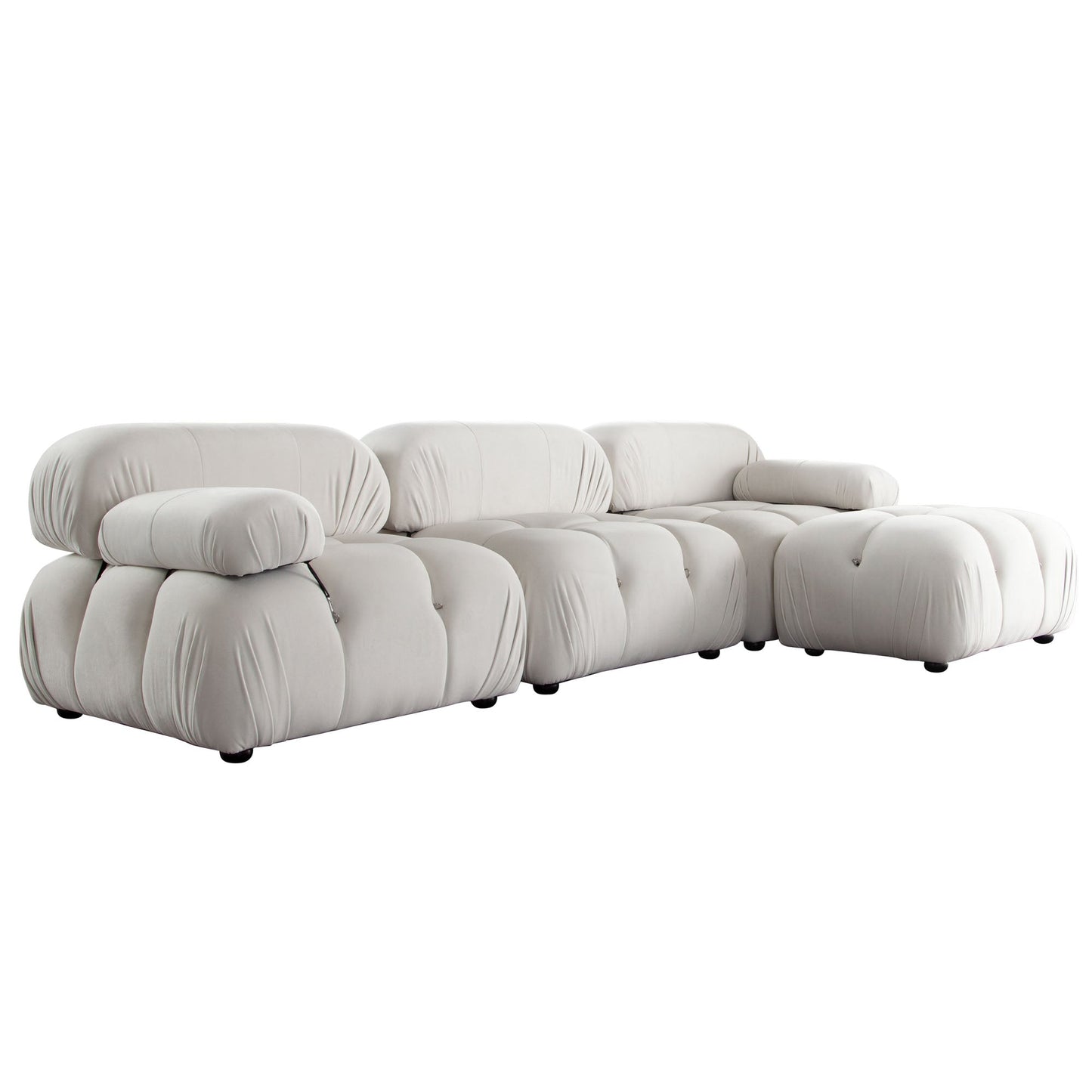 Paloma 4PC Modular 111 Inch Reversible Chaise Sectional in Light Cream Velvet by Diamond Sofa