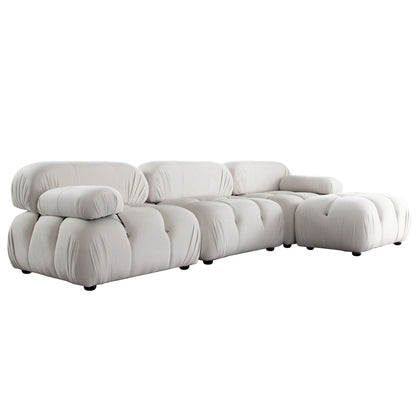 Paloma 4PC Modular 111 Inch Reversible Chaise Sectional in Light Cream Velvet by Diamond Sofa
