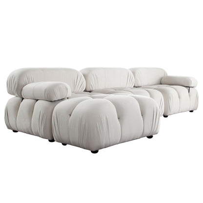 Paloma 4PC Modular 111 Inch Reversible Chaise Sectional in Light Cream Velvet by Diamond Sofa