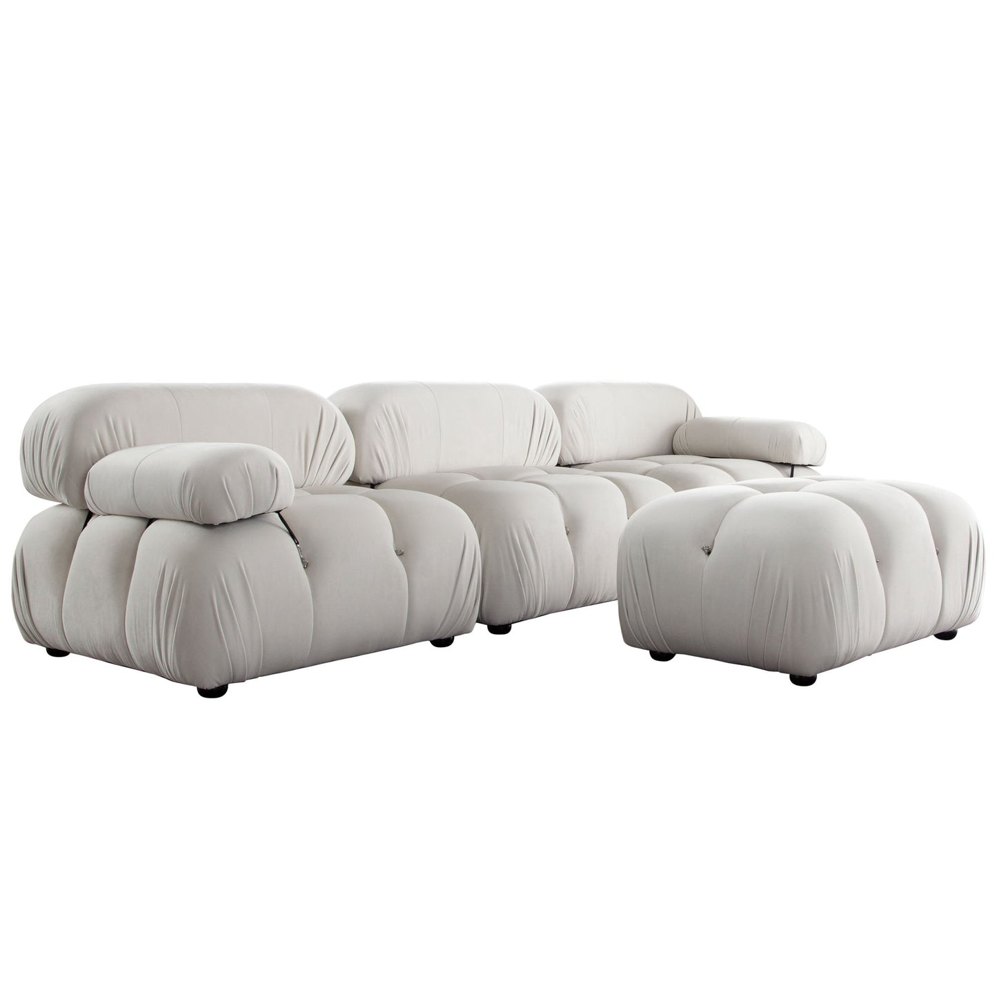 Paloma 4PC Modular 111 Inch Reversible Chaise Sectional in Light Cream Velvet by Diamond Sofa