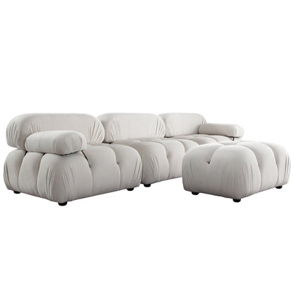Paloma 4PC Modular 111 Inch Reversible Chaise Sectional in Light Cream Velvet by Diamond Sofa