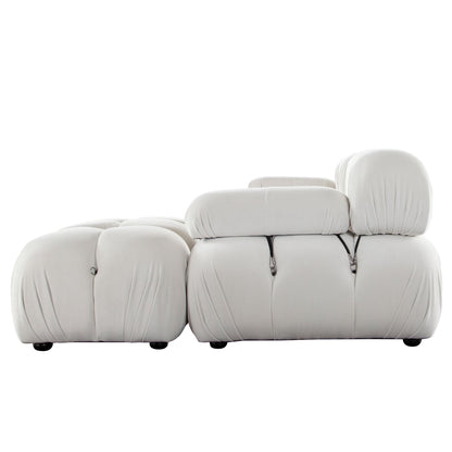 Paloma 4PC Modular 111 Inch Reversible Chaise Sectional in Light Cream Velvet by Diamond Sofa