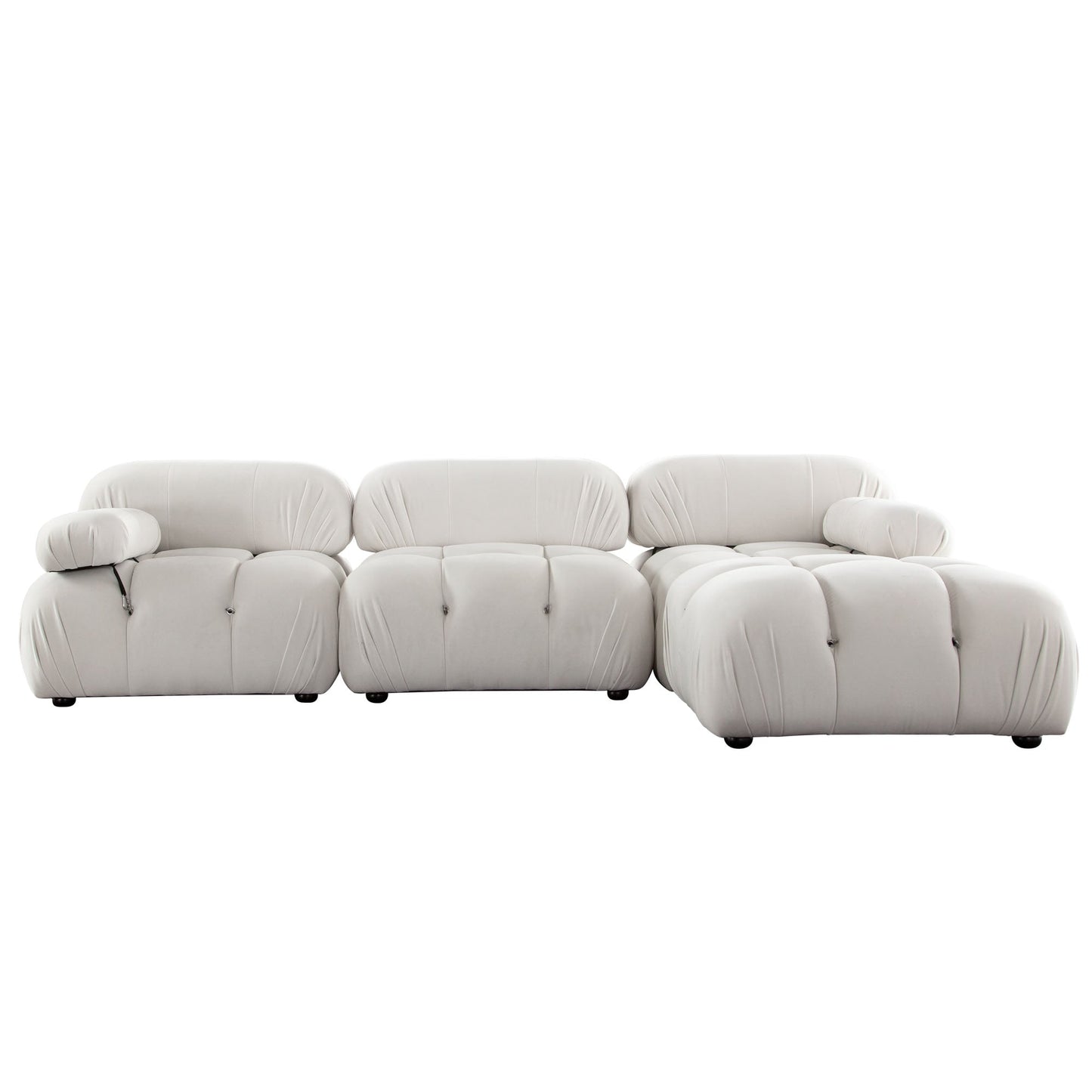 Paloma 4PC Modular 111 Inch Reversible Chaise Sectional in Light Cream Velvet by Diamond Sofa