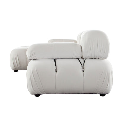 Paloma 4PC Modular 111 Inch Reversible Chaise Sectional in Light Cream Velvet by Diamond Sofa