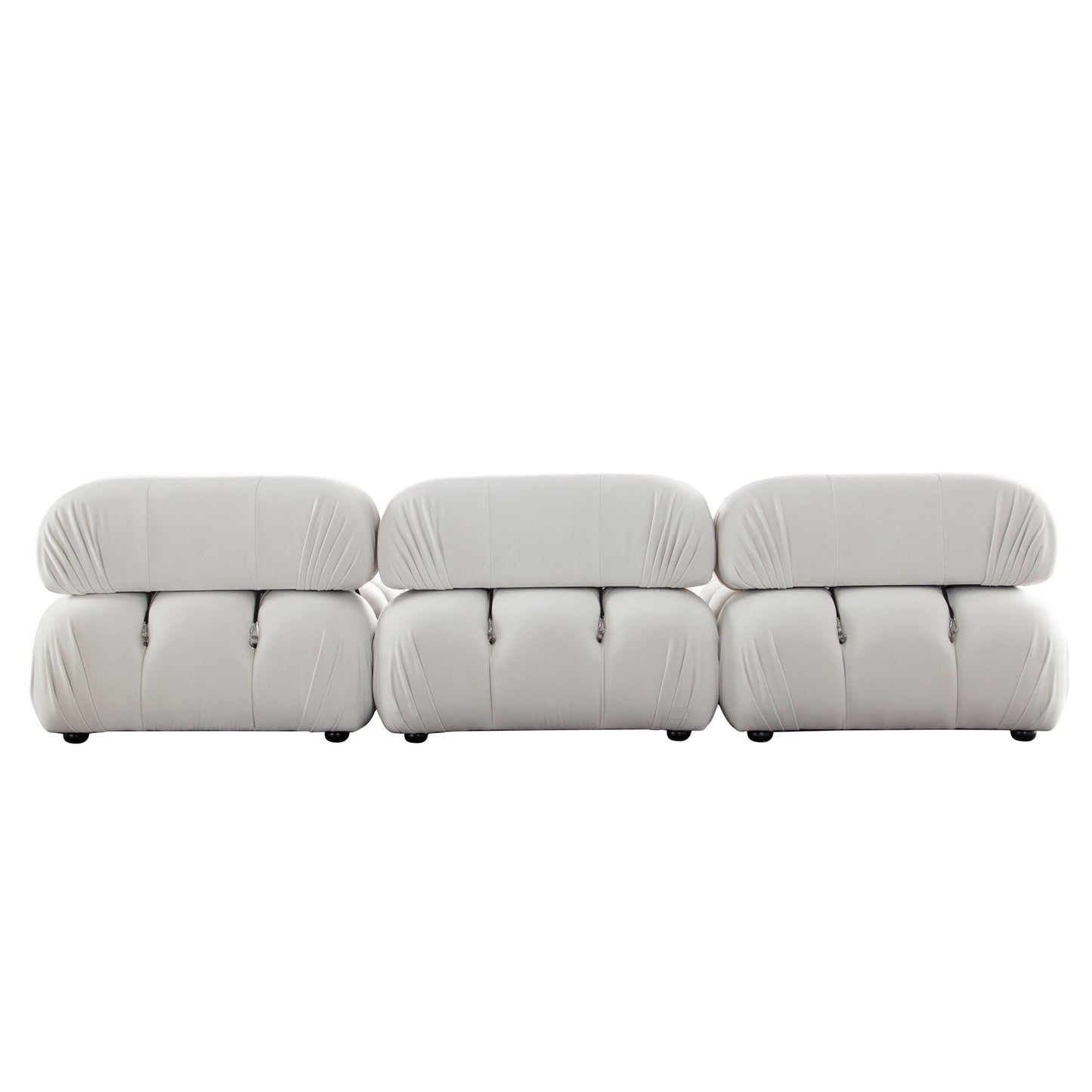 Paloma 4PC Modular 111 Inch Reversible Chaise Sectional in Light Cream Velvet by Diamond Sofa