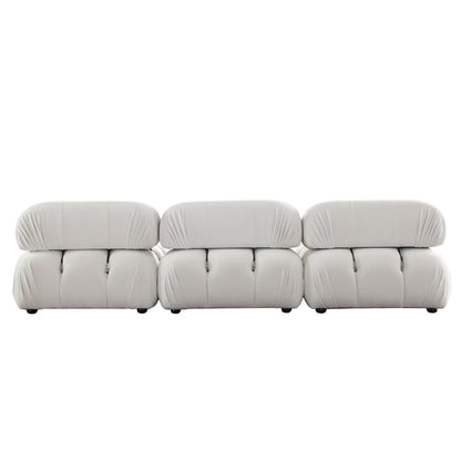 Paloma 4PC Modular 111 Inch Reversible Chaise Sectional in Light Cream Velvet by Diamond Sofa