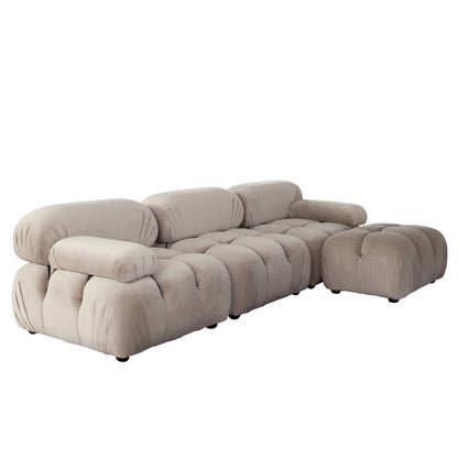 Paloma 4PC Modular 111 Inch Reversible Chaise Sectional in Mink Tan Velvet by Diamond Sofa
