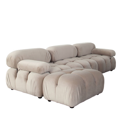 Paloma 4PC Modular 111 Inch Reversible Chaise Sectional in Mink Tan Velvet by Diamond Sofa