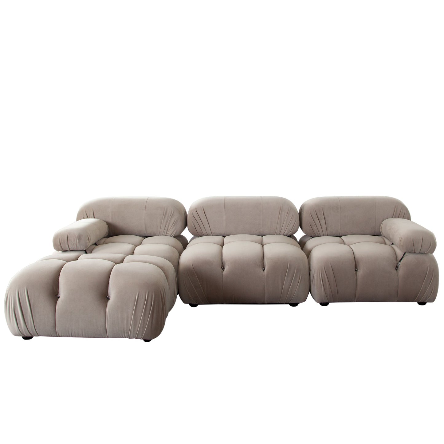 Paloma 4PC Modular 111 Inch Reversible Chaise Sectional in Mink Tan Velvet by Diamond Sofa