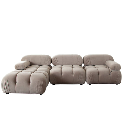 Paloma 4PC Modular 111 Inch Reversible Chaise Sectional in Mink Tan Velvet by Diamond Sofa