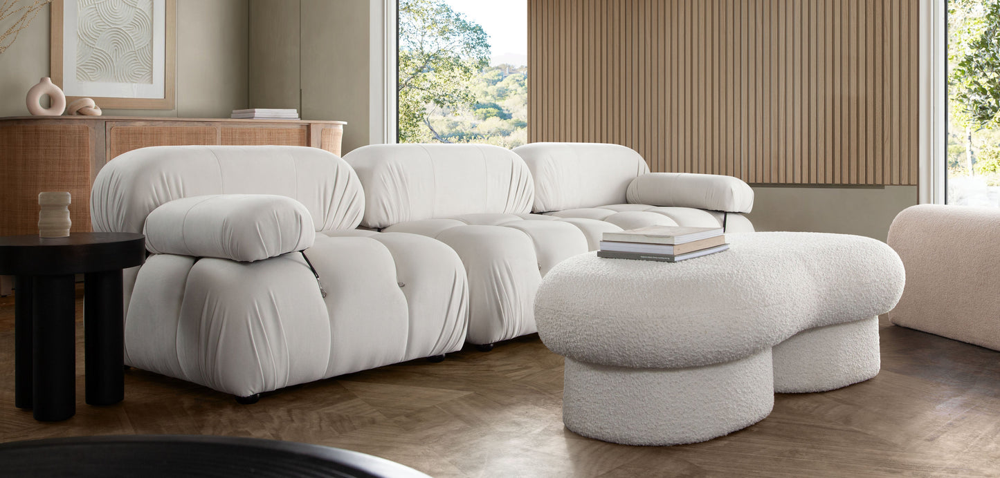 Paloma 3PC Modular 111 Inch Sofa in Light Cream Velvet by Diamond Sofa