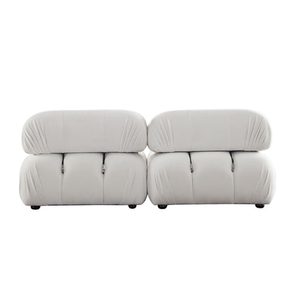 Paloma 2PC Modular 74 Inch Sofa in Light Cream Velvet by Diamond Sofa