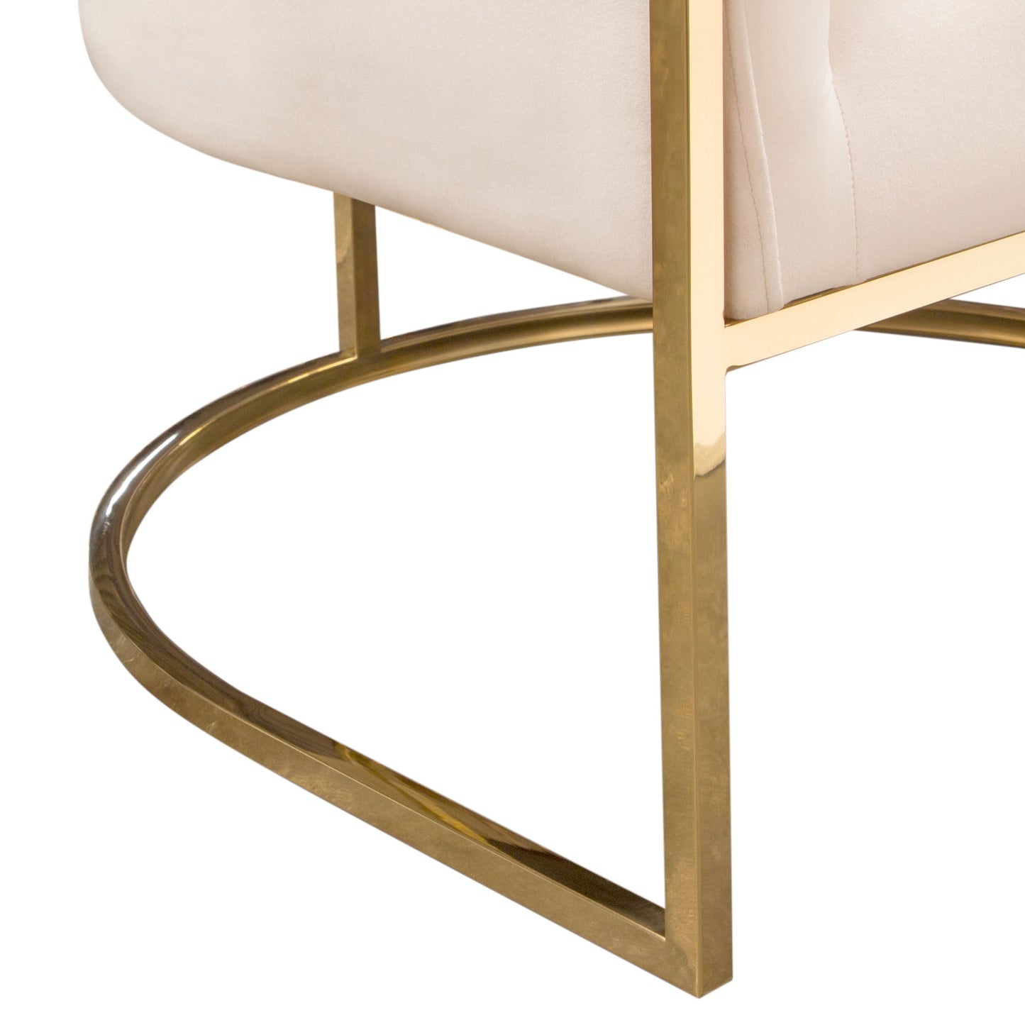 Pandora Accent Chair in Cream Velvet with Polished Gold Stainless Steel Frame by Diamond Sofa