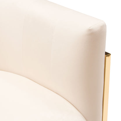 Pandora Accent Chair in Cream Velvet with Polished Gold Stainless Steel Frame by Diamond Sofa